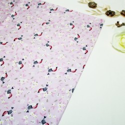 Cute Bird Pink Cotton Printed