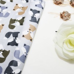 Cute Fox Grey  Cotton Printed