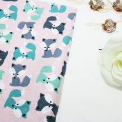 Cute Fox Pink Cotton Printed