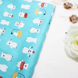 Polar Bear Blue Cotton Printed