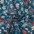 Blue & Red Flower Polycrepe Printed