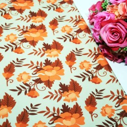 Orange Peach Polycrepe Printed