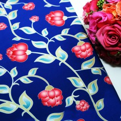 Blue Base Rose Polycrepe Printed