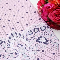 Red Pastel Flower Dot Polycrepe Printed