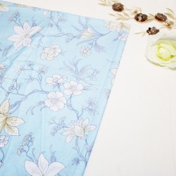 Blue Tulip Flower Cotton Printed