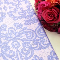White Sketches On Purple Polycrepe Printed